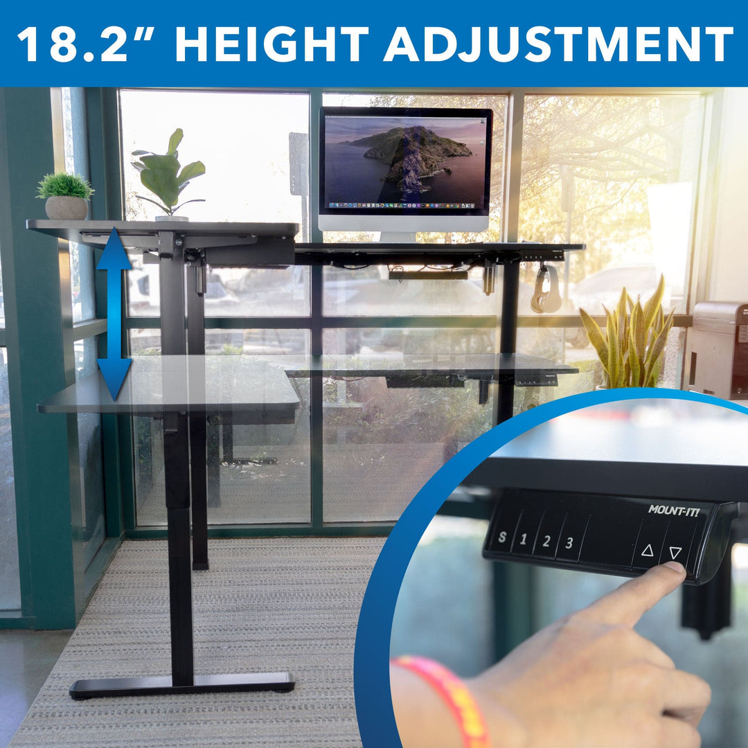 Mount It - Large Height Adjustable Corner Sit-Stand Desk