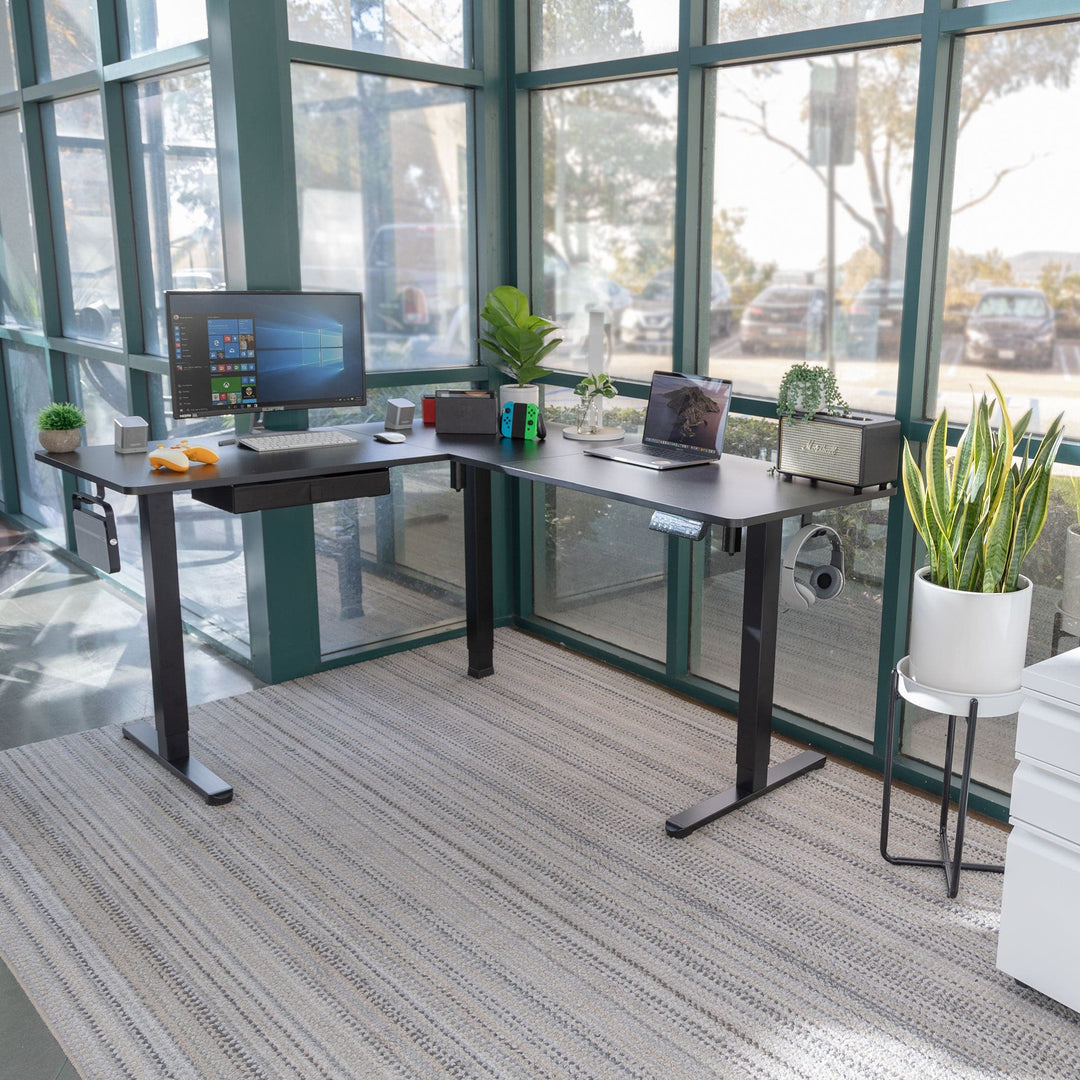 Mount It - Large Height Adjustable Corner Sit-Stand Desk