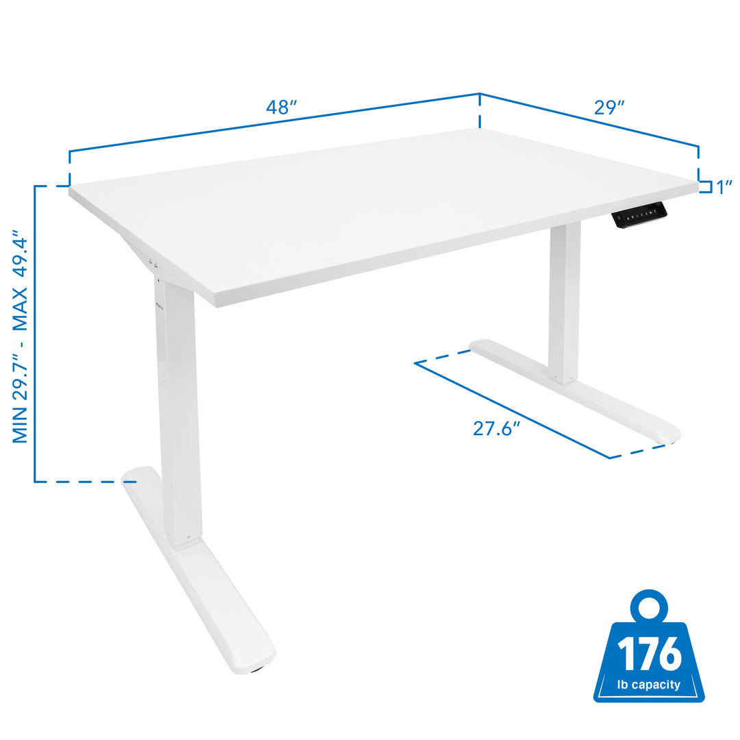Mount It - Electric Standing Desk with 48" Tabletop - White Base