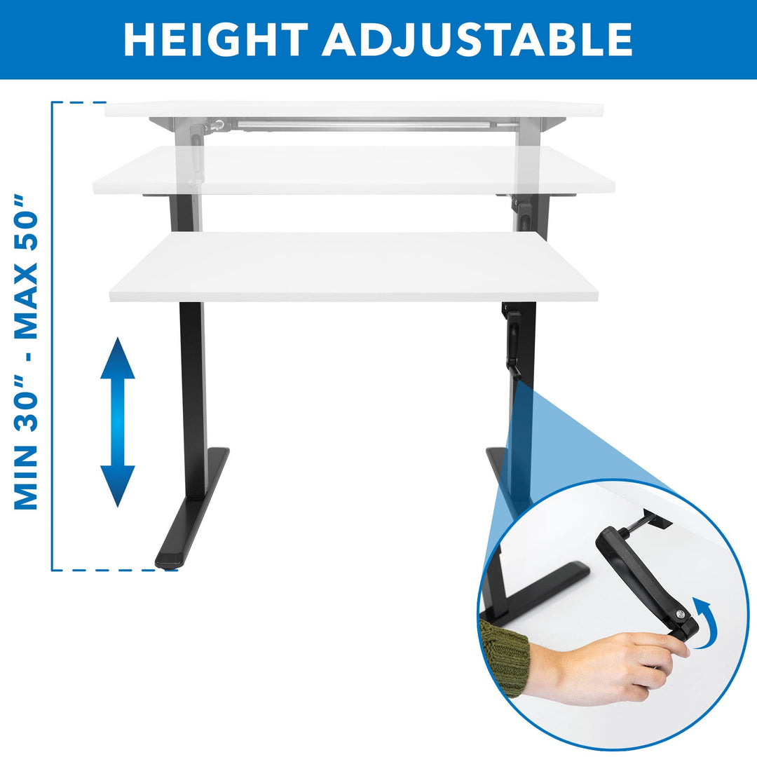 Mount It - Hand Crank Standing Desk Frame with 48" Tabletop
