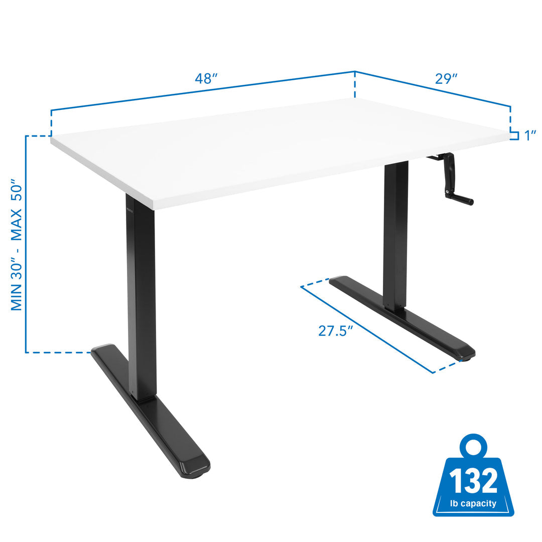 Mount It - Hand Crank Standing Desk Frame with 48" Tabletop
