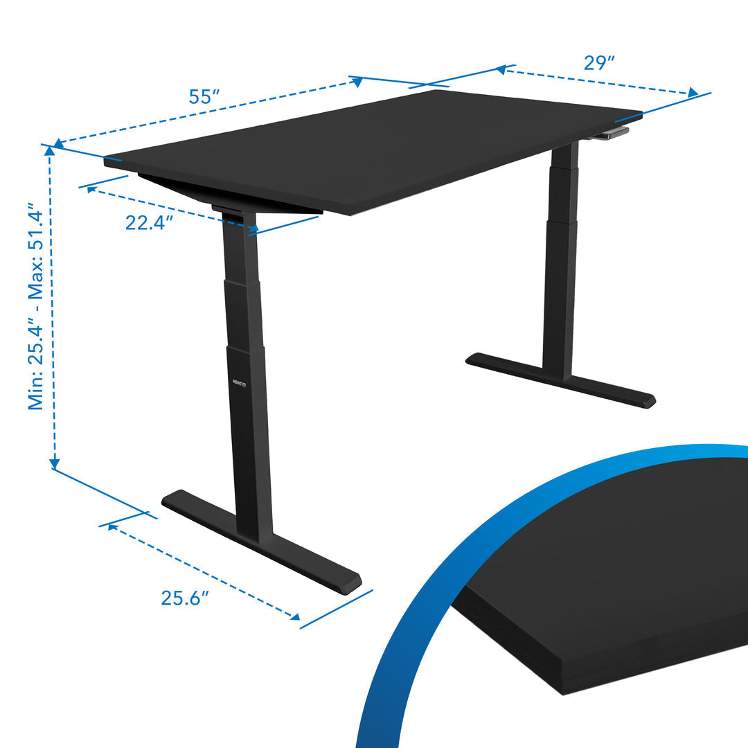 Mount It - Ultimate Dual Motor Electric Standing Desk with 55" Tabletop - Black Base