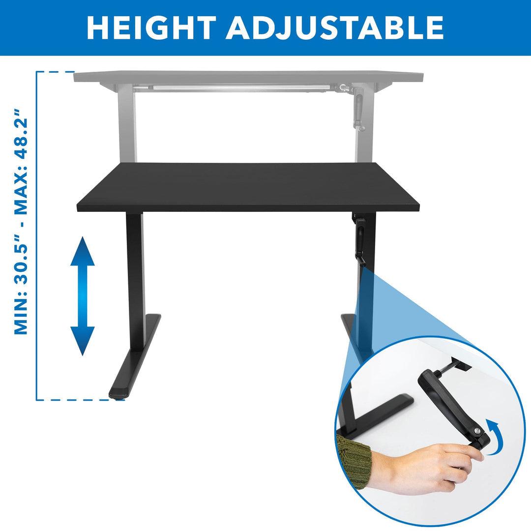 Mount It - Hand Crank Standing Desk with 55" Tabletop - Black Base