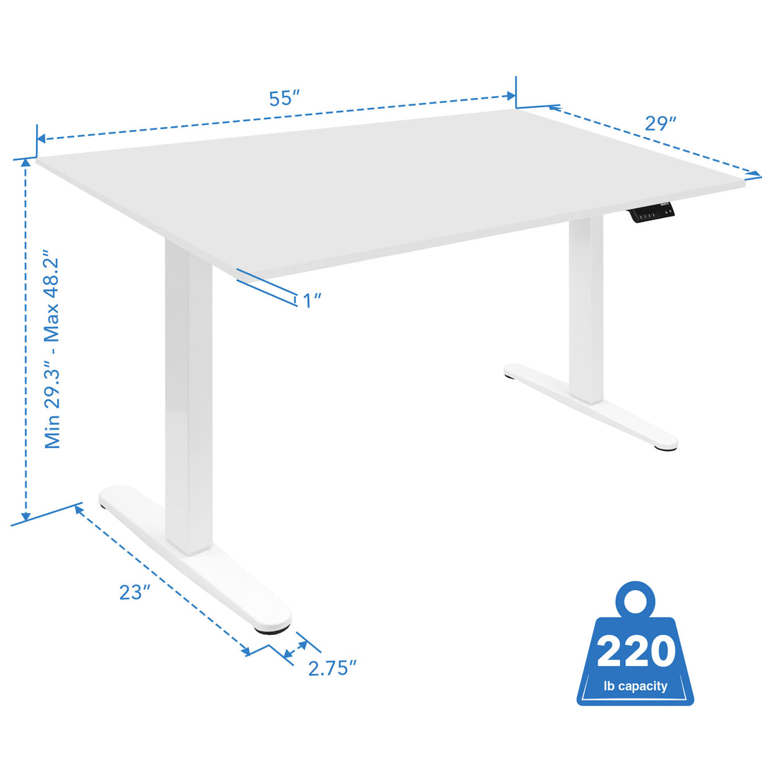 Mount It - Dual Motor Electric Standing Desk with 55" Tabletop - White Base