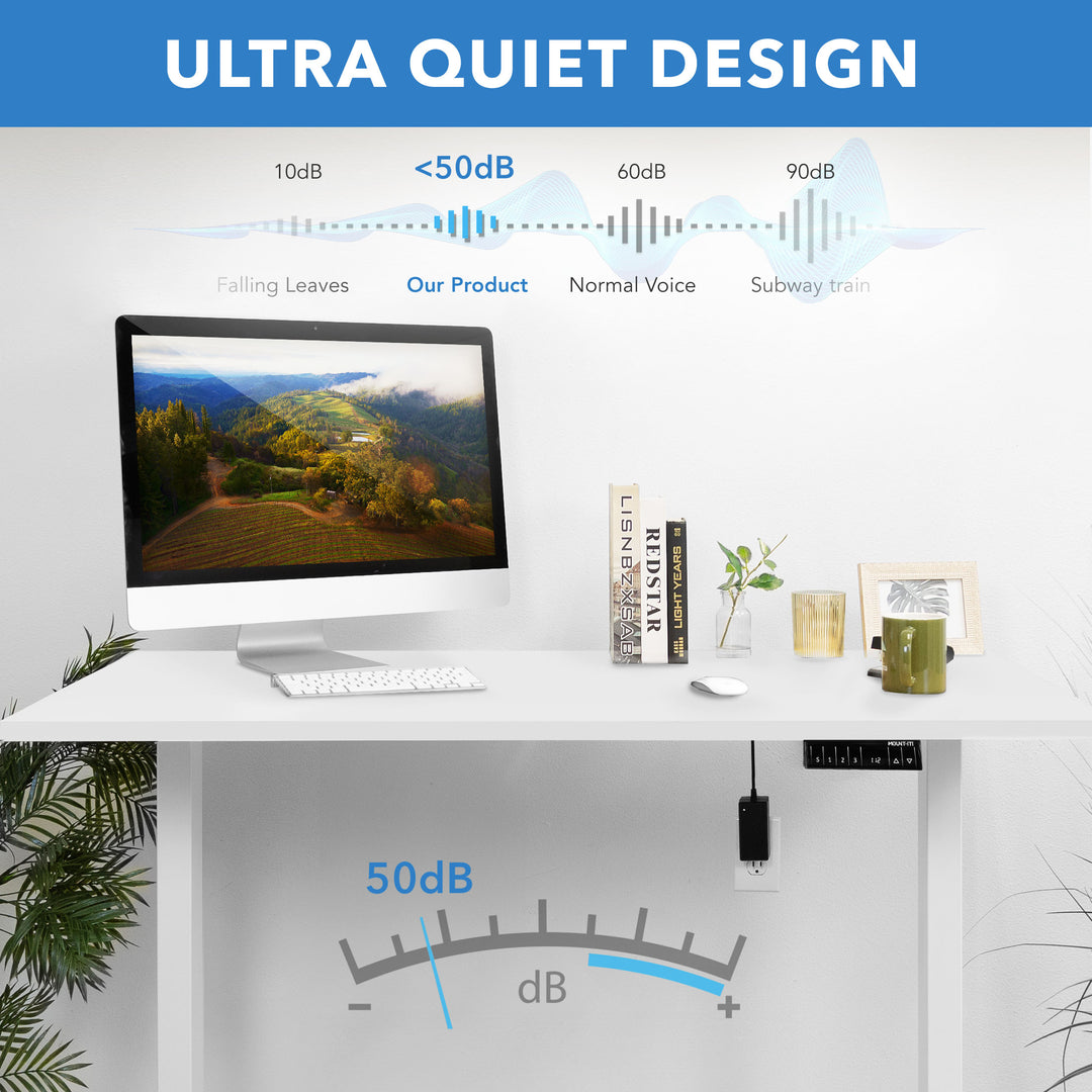 Mount It - Dual Motor Electric Standing Desk with 55" Tabletop - White Base