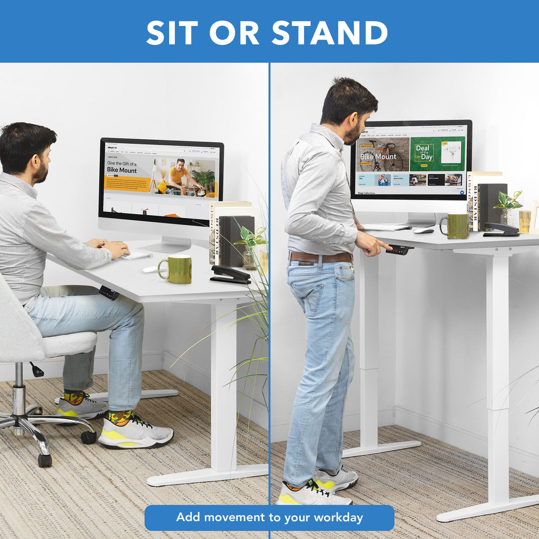 Mount It - Dual Motor Electric Standing Desk with 48" Tabletop - White Base