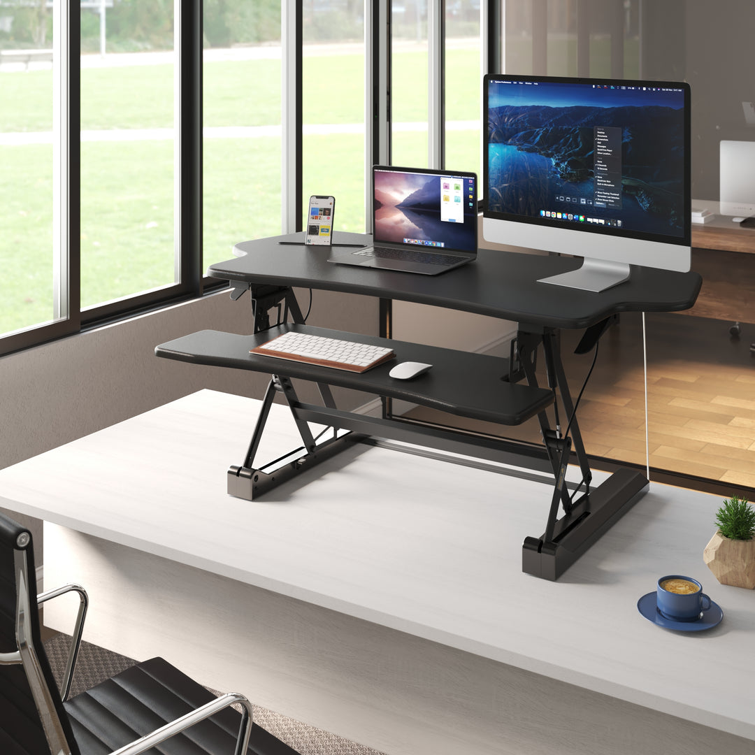 Mount It - Extra Wide Height Adjustable Standing Desk Converter