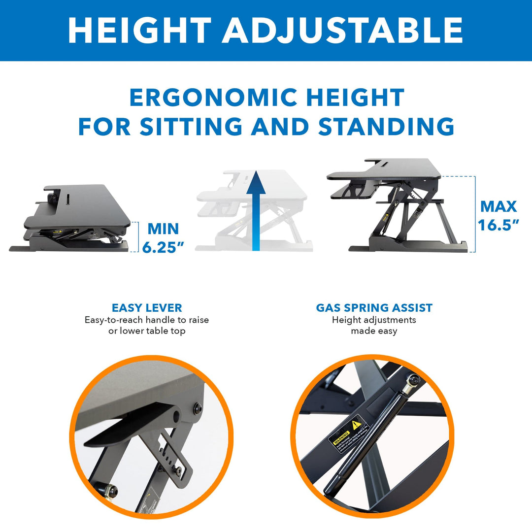 Mount It - Wide Standing Desk Converter with Gas Spring