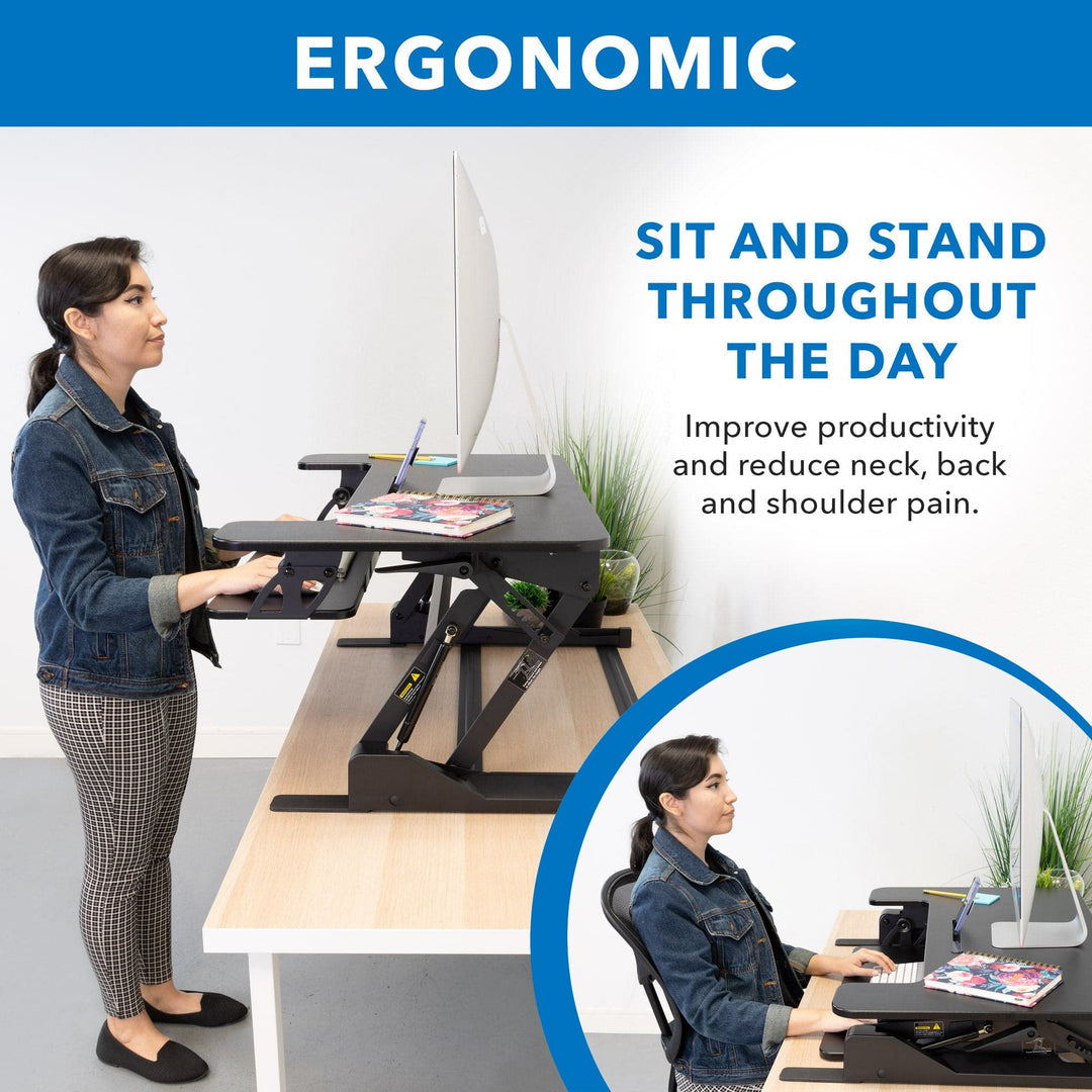 Mount It - Wide Standing Desk Converter with Gas Spring