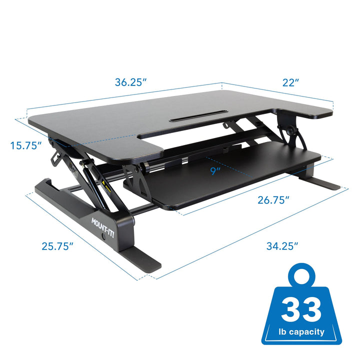 Mount It - Wide Standing Desk Converter with Gas Spring
