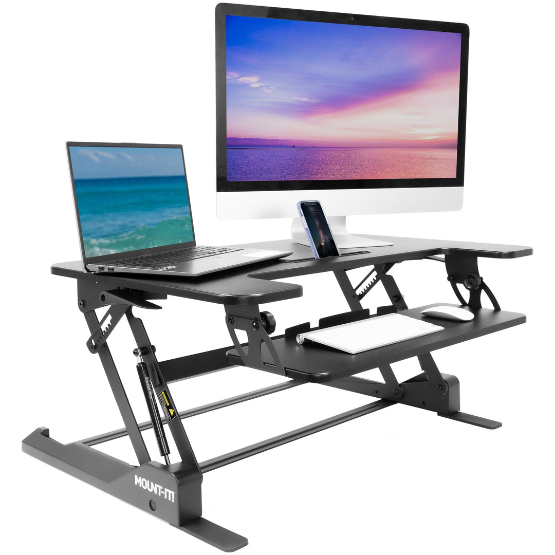 Mount It - Wide Standing Desk Converter with Gas Spring