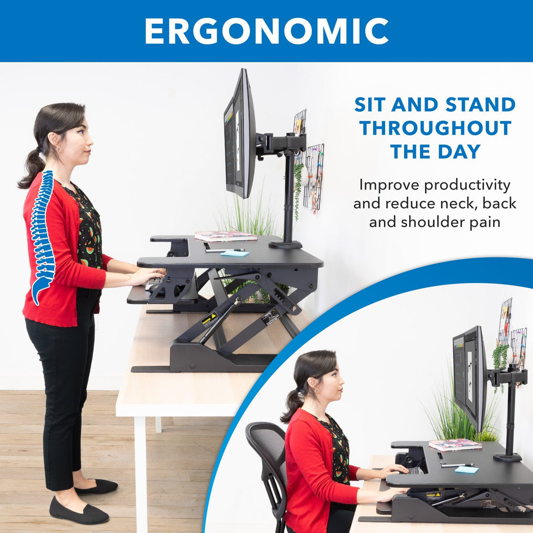 Mount It - Sit-Stand Desk Converter with Dual Monitor Mount