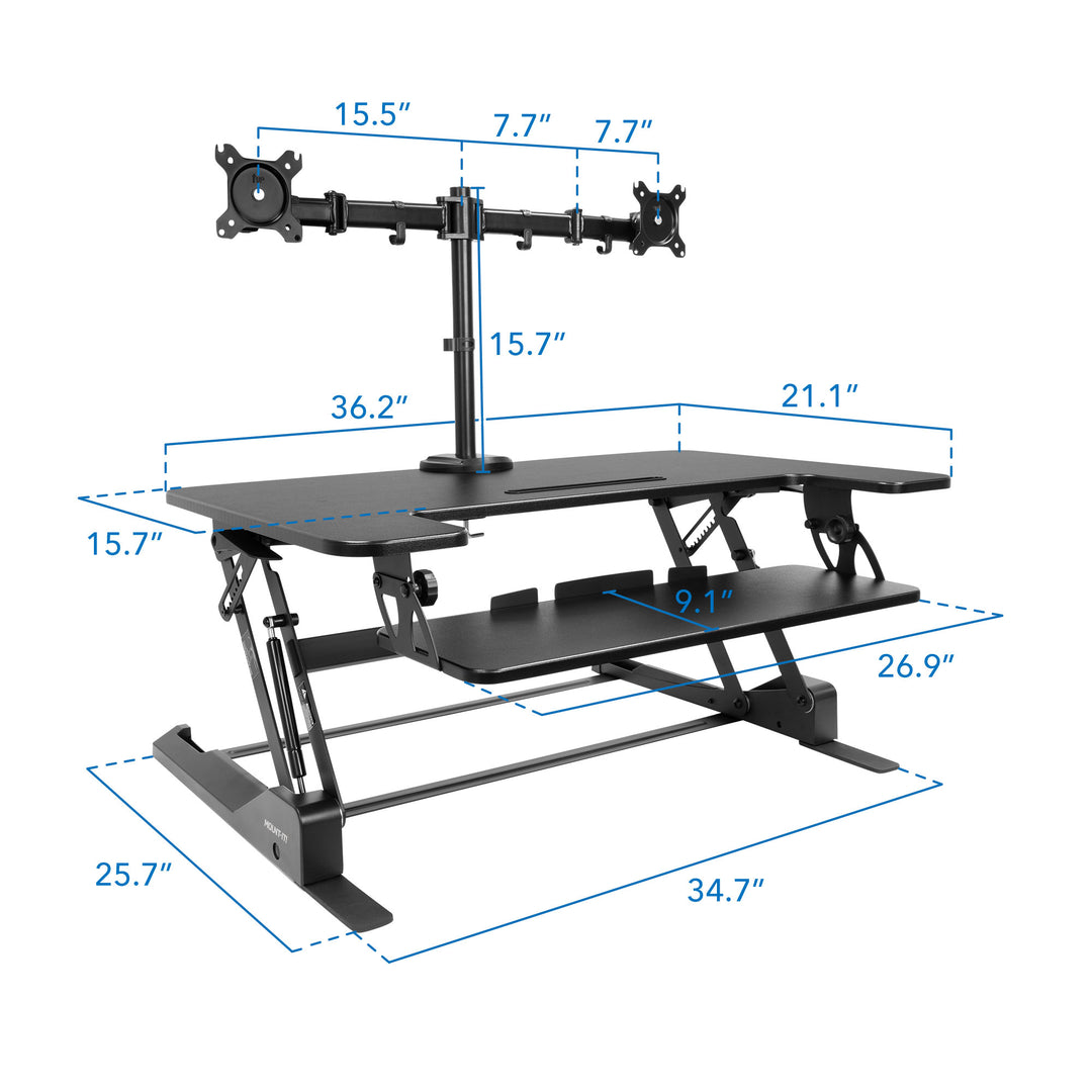 Mount It - Sit-Stand Desk Converter with Dual Monitor Mount