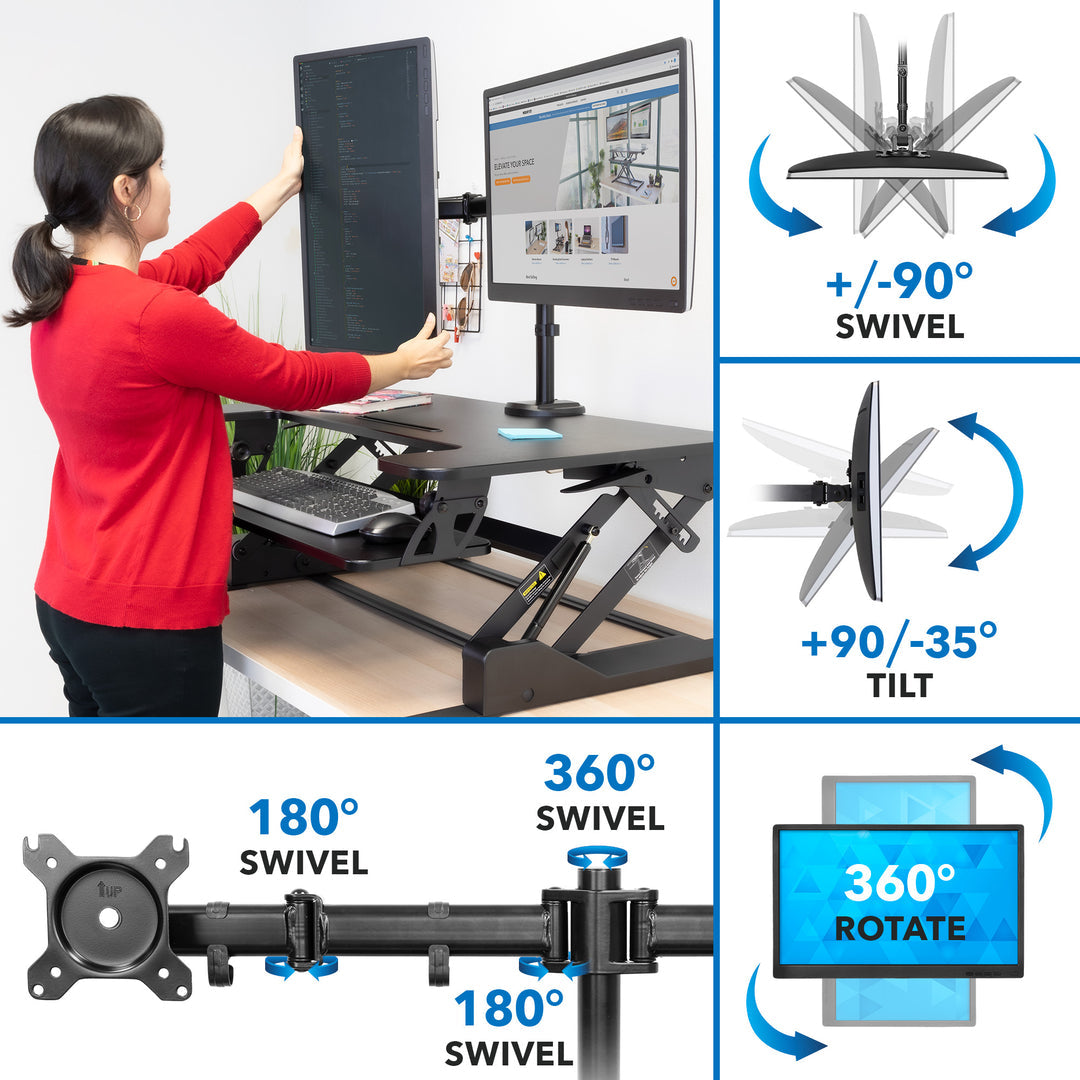 Mount It - Sit-Stand Desk Converter with Dual Monitor Mount