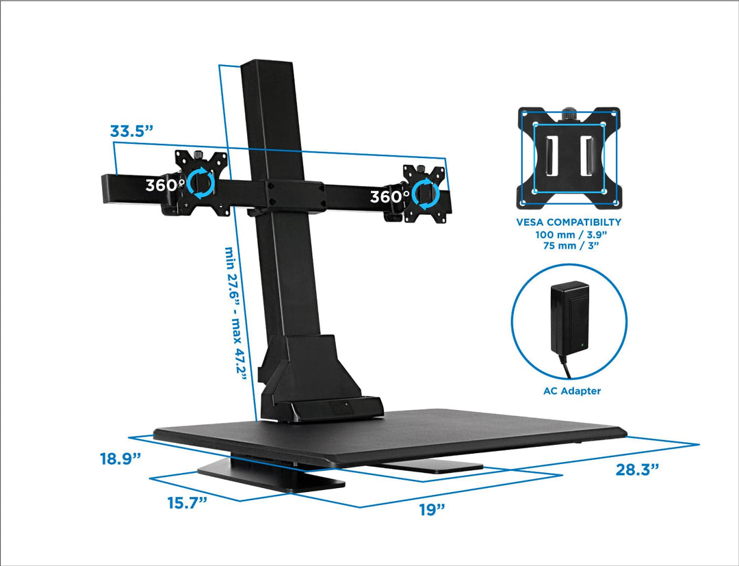 Mount It - Wide Motorized Sit-Stand Desk Converter