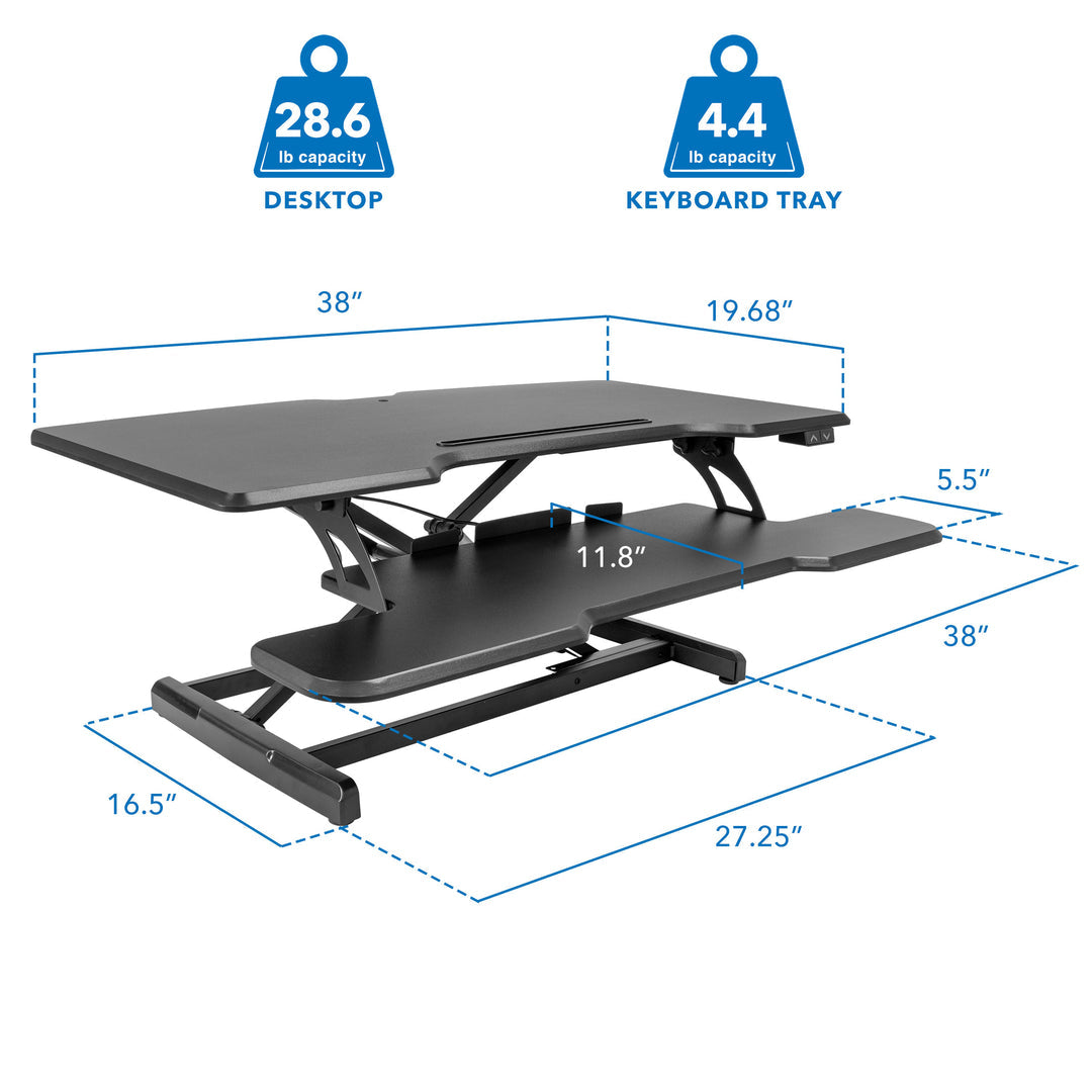 Mount It - Electric Standing Desk Converter with 38" Desktop