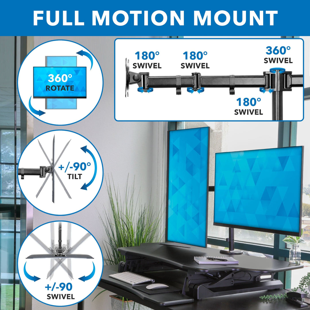 Mount It - Extra Wide Sit-Stand Desk Converter with Dual Monitor Mount