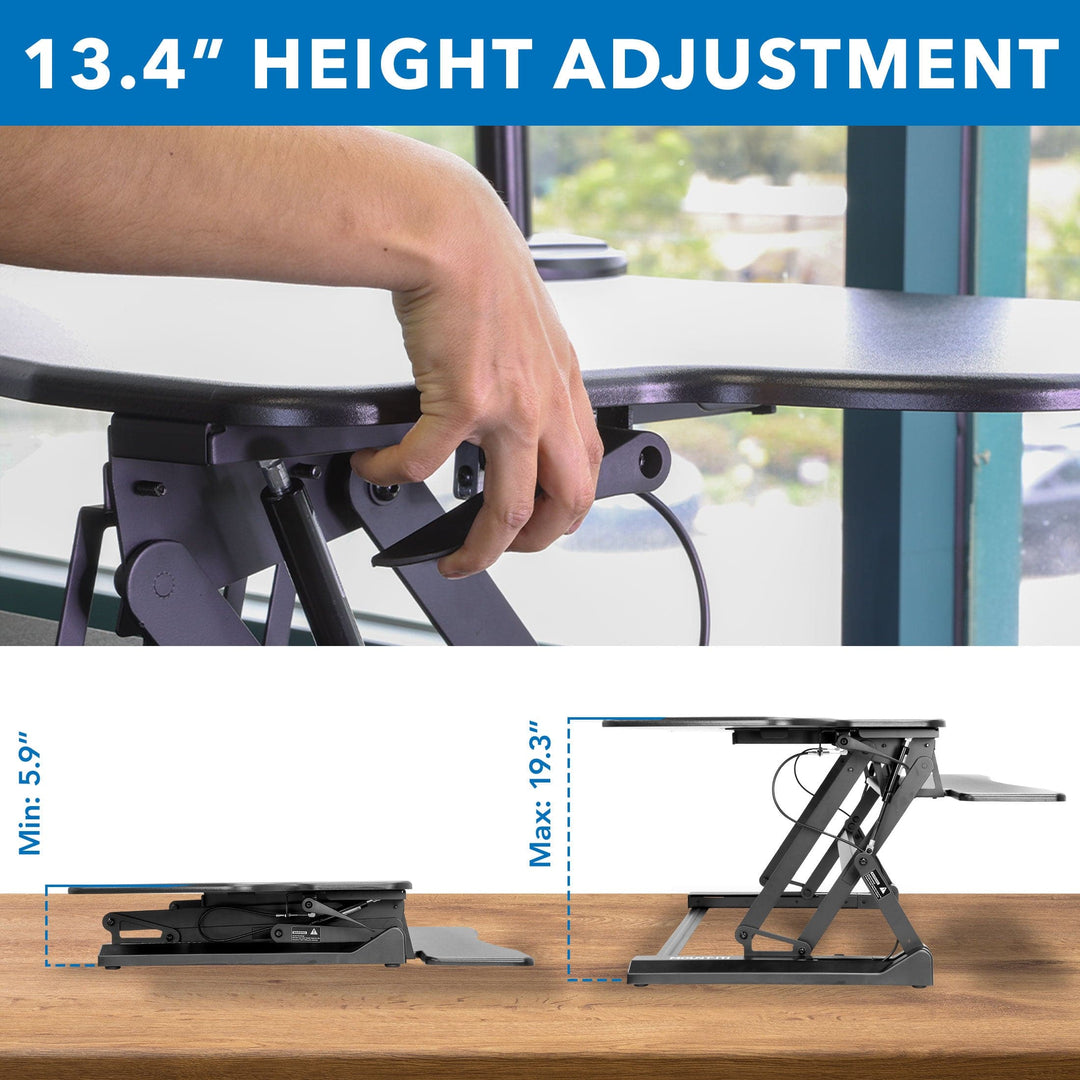 Mount It - Extra Wide Sit-Stand Desk Converter with Dual Monitor Mount