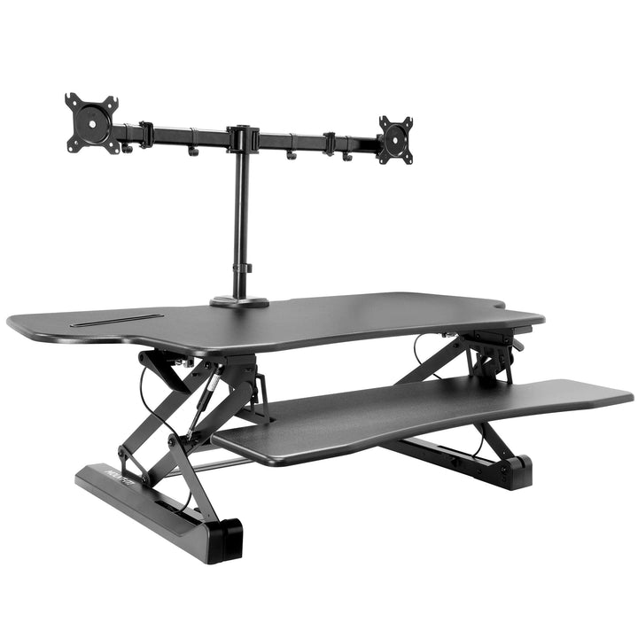 Mount It - Extra Wide Sit-Stand Desk Converter with Dual Monitor Mount