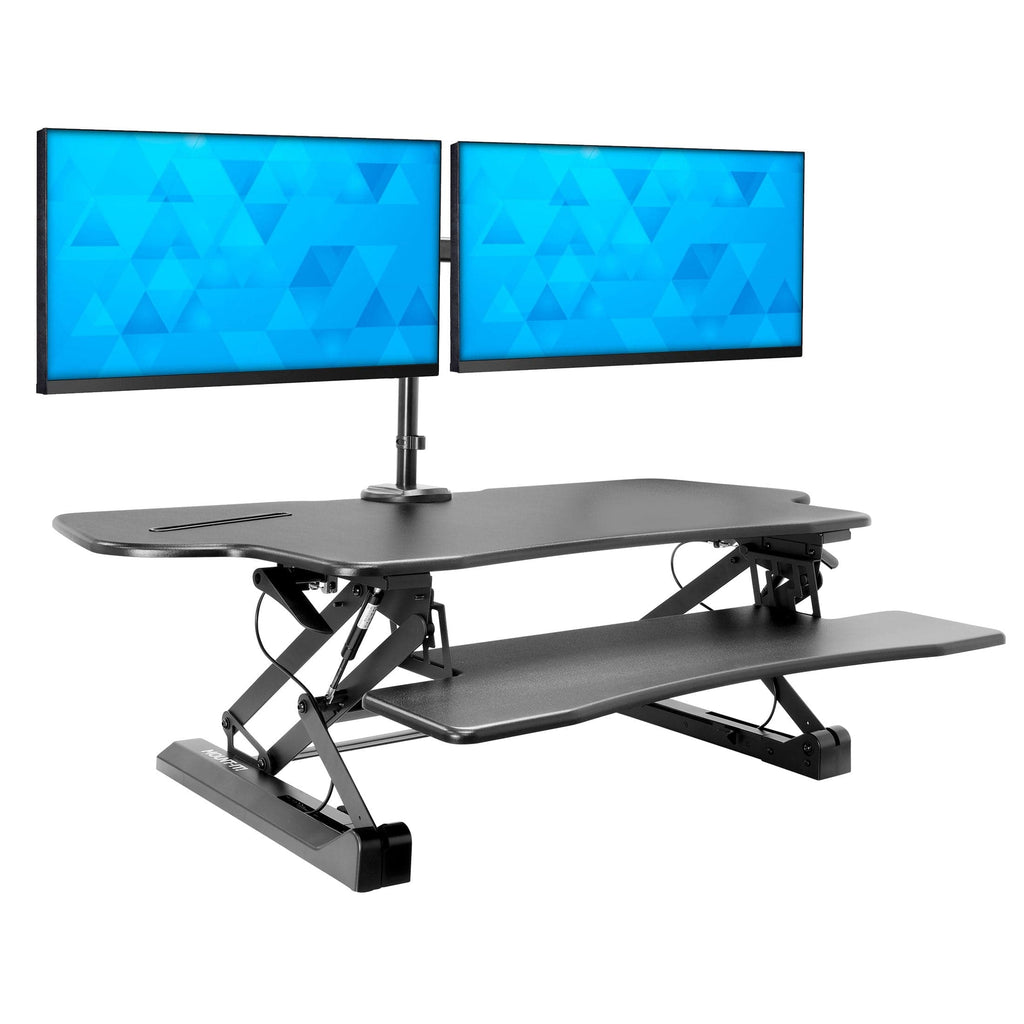 Mount It - Extra Wide Sit-Stand Desk Converter with Dual Monitor Mount