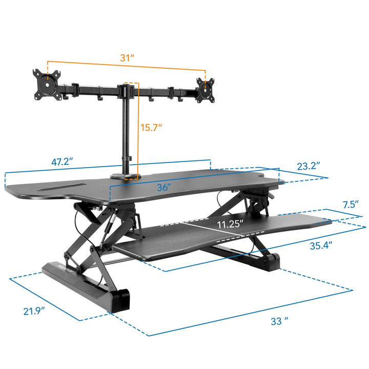 Mount It - Extra Wide Sit-Stand Desk Converter with Dual Monitor Mount