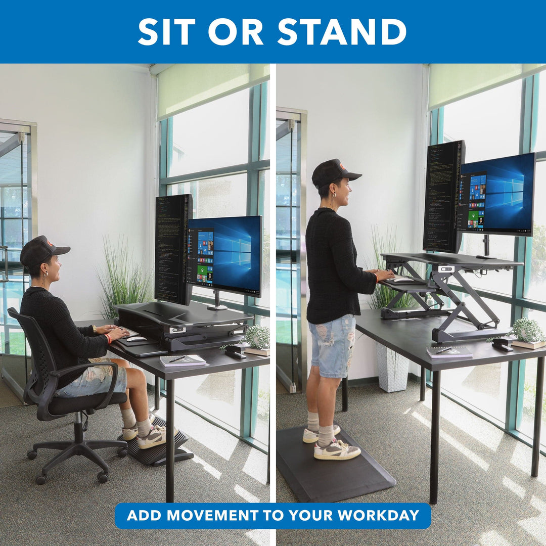 Mount It - Electric Sit-Stand Desk Converter with Dual Monitor Mount