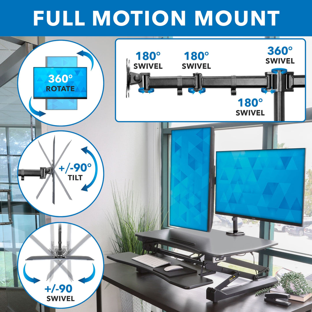Mount It - Electric Sit-Stand Desk Converter with Dual Monitor Mount