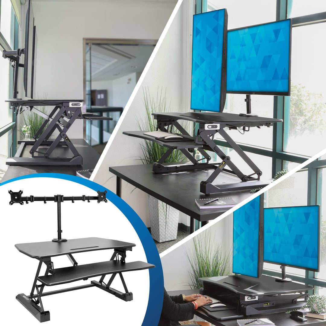 Mount It - Electric Sit-Stand Desk Converter with Dual Monitor Mount