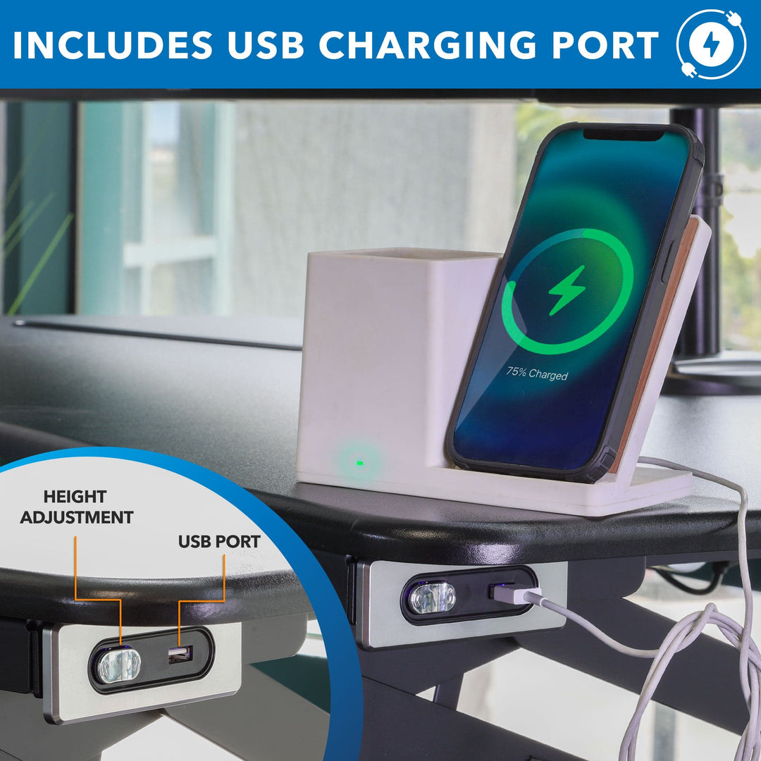 Mount It - Large Electric Sit-Stand Desk Converter with Dual Monitor Mount