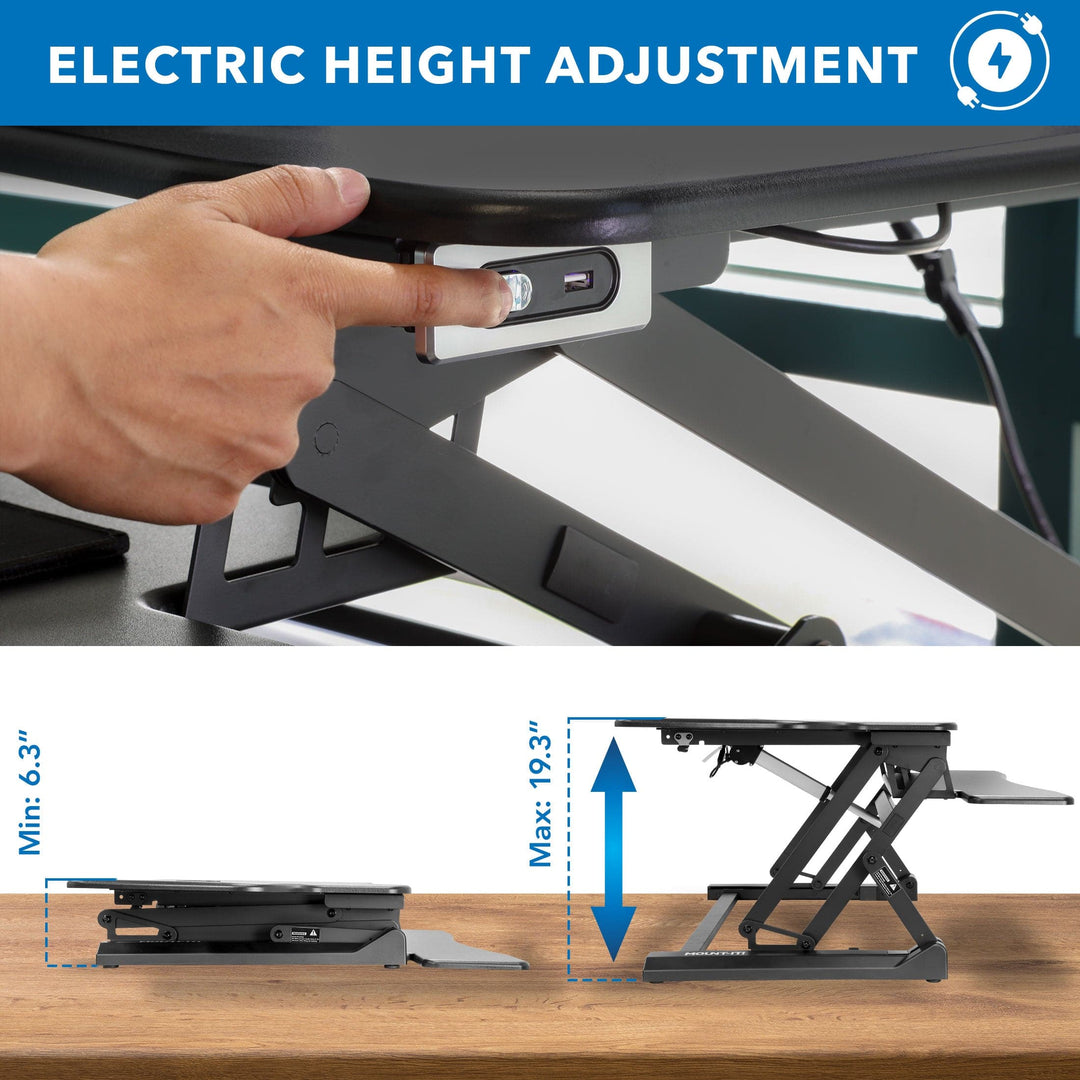 Mount It - Large Electric Sit-Stand Desk Converter with Dual Monitor Mount