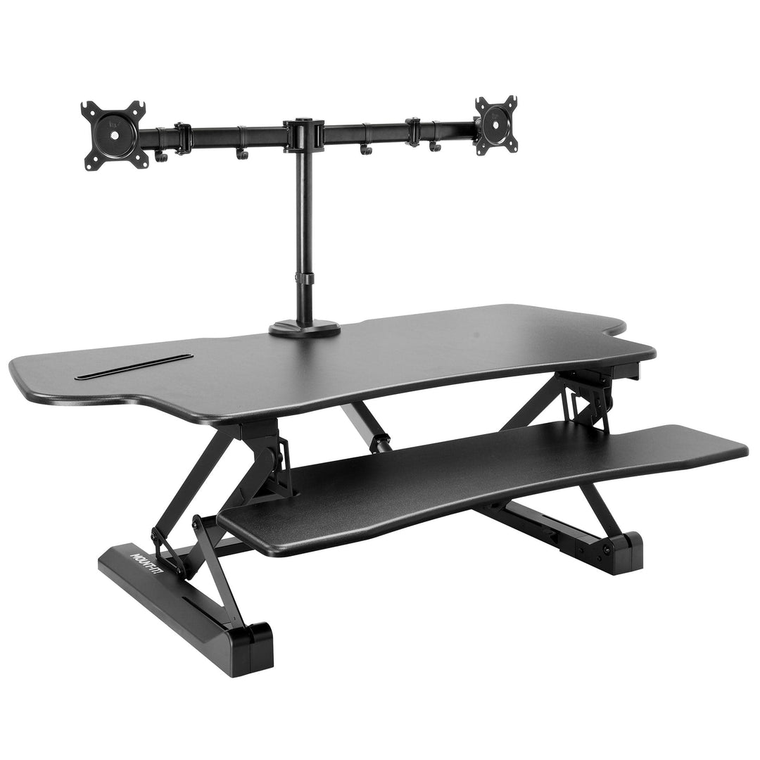 Mount It - Large Electric Sit-Stand Desk Converter with Dual Monitor Mount