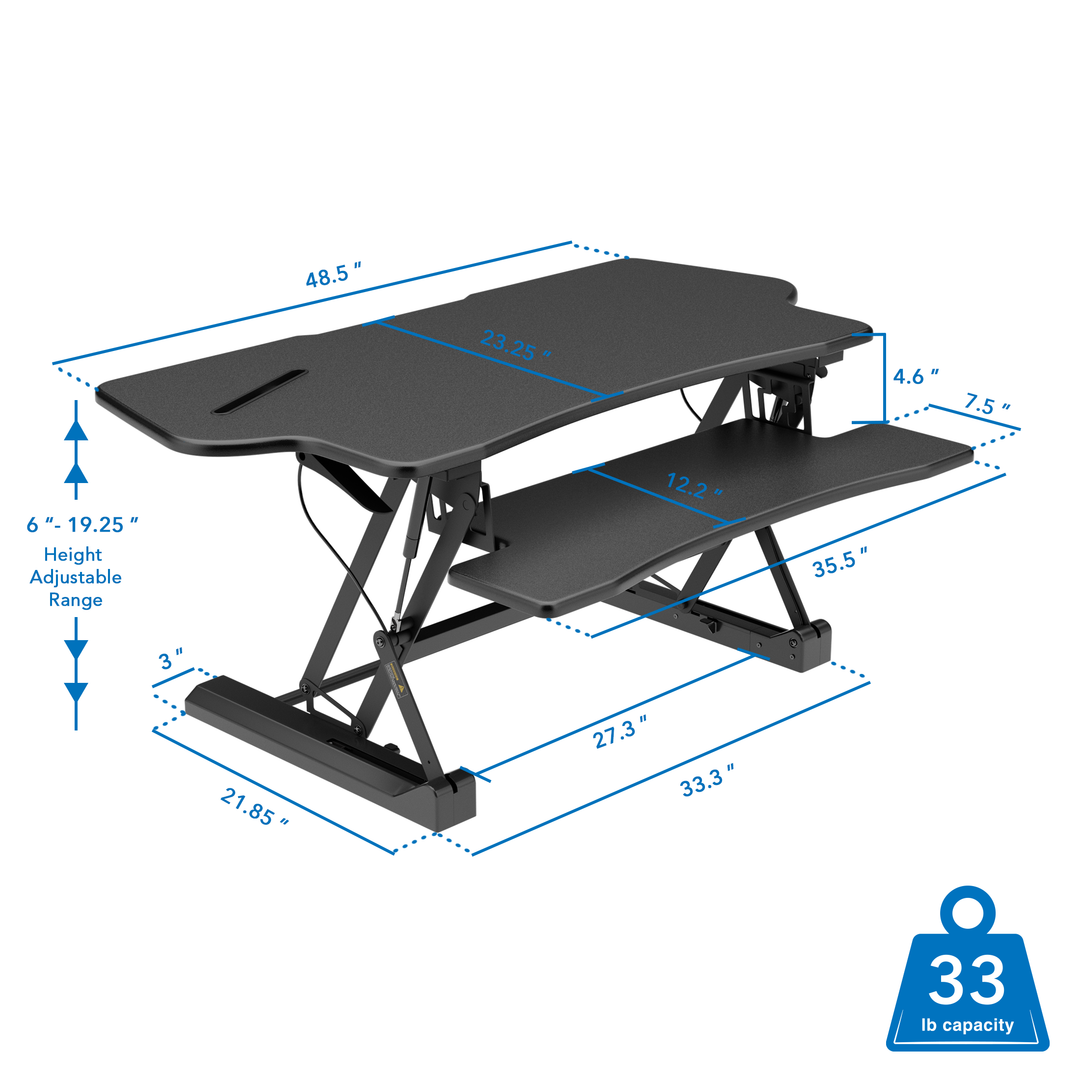 Mount It - Extra Wide Height Adjustable Standing Desk Converter
