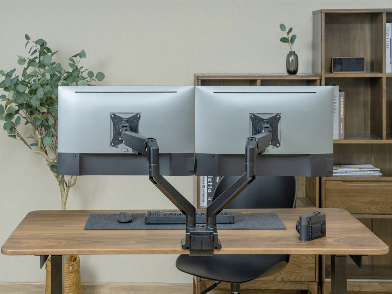 Versare - Dark Wood-Adjustable Electric Standing Desk With Matte Gray Legs