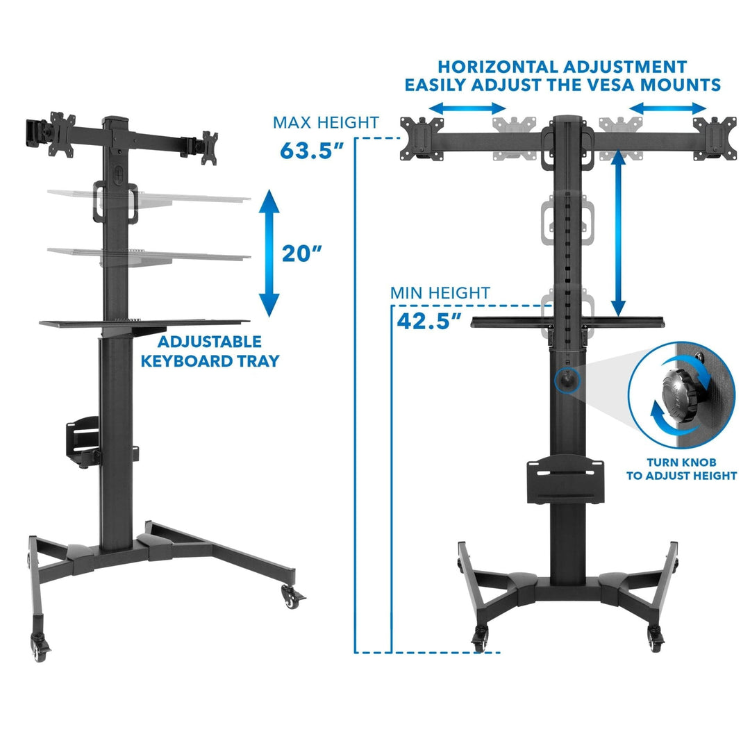 Mount It - Mobile PC Workstation for Dual Monitors