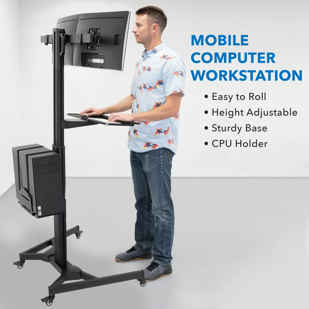 Mount It - Mobile PC Workstation for Dual Monitors