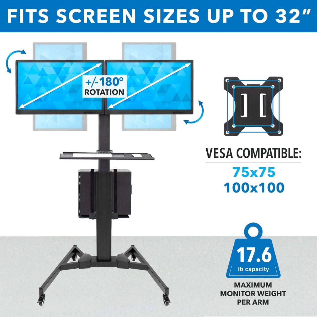 Mount It - Mobile PC Workstation for Dual Monitors