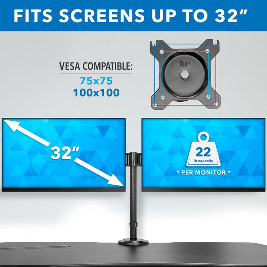 Mount It -  Extra Wide Sit-Stand Desk Converter with Dual Monitor Mount