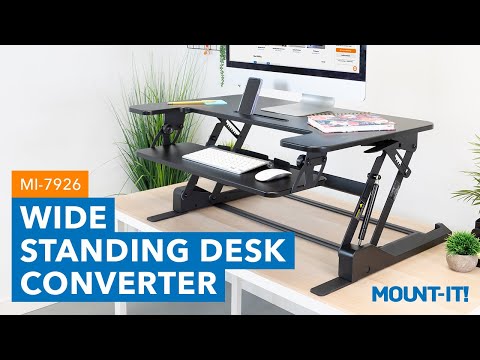 Mount It - Wide Standing Desk Converter with Gas Spring